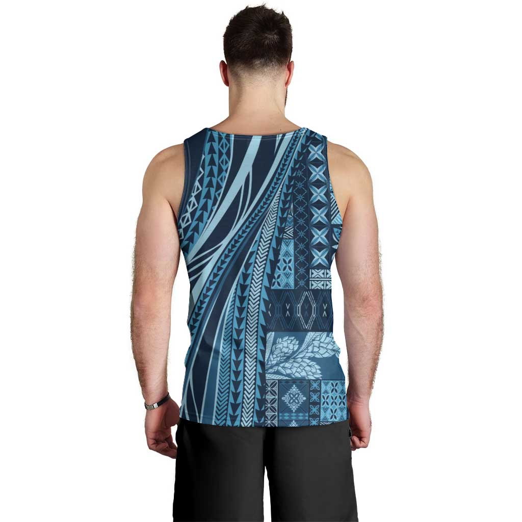 Pasifika Women's Day - Samoa Siapo Malu Tattoo Inspired Men Tank Top Navy Blue