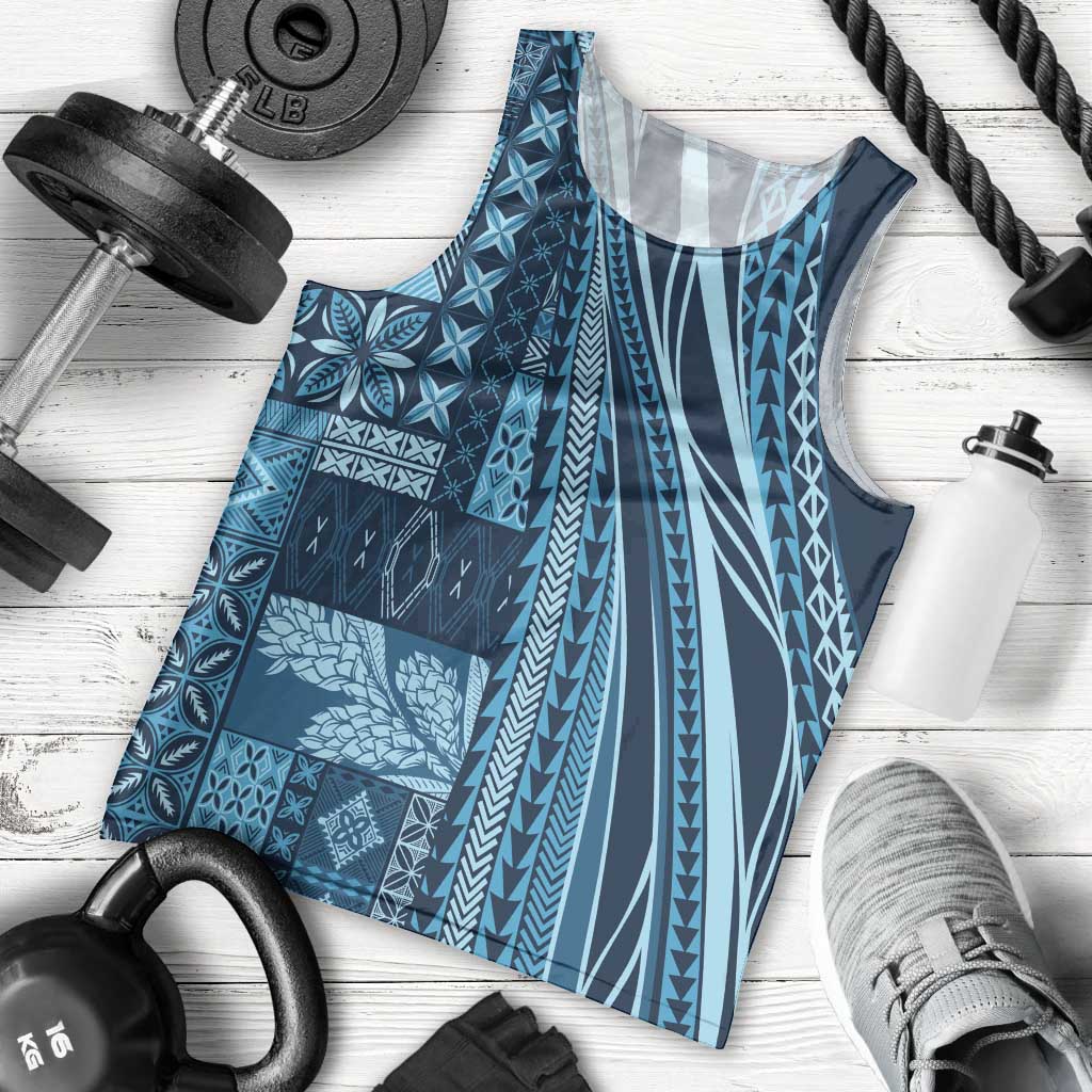 Pasifika Women's Day - Samoa Siapo Malu Tattoo Inspired Men Tank Top Navy Blue