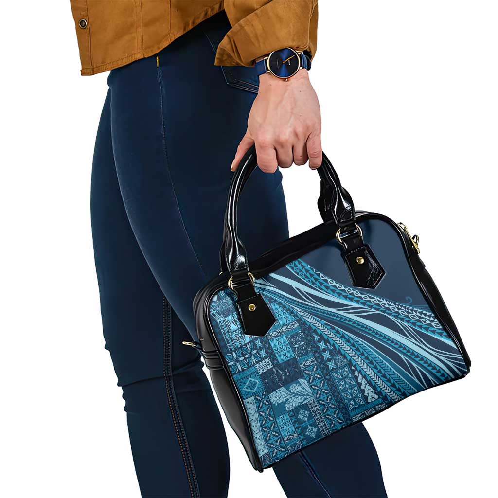 Pasifika Women's Day - Samoa Siapo Malu Tattoo Inspired Shoulder Handbag Navy Blue