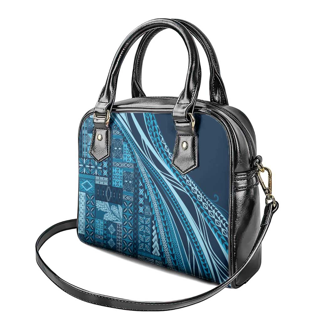 Pasifika Women's Day - Samoa Siapo Malu Tattoo Inspired Shoulder Handbag Navy Blue