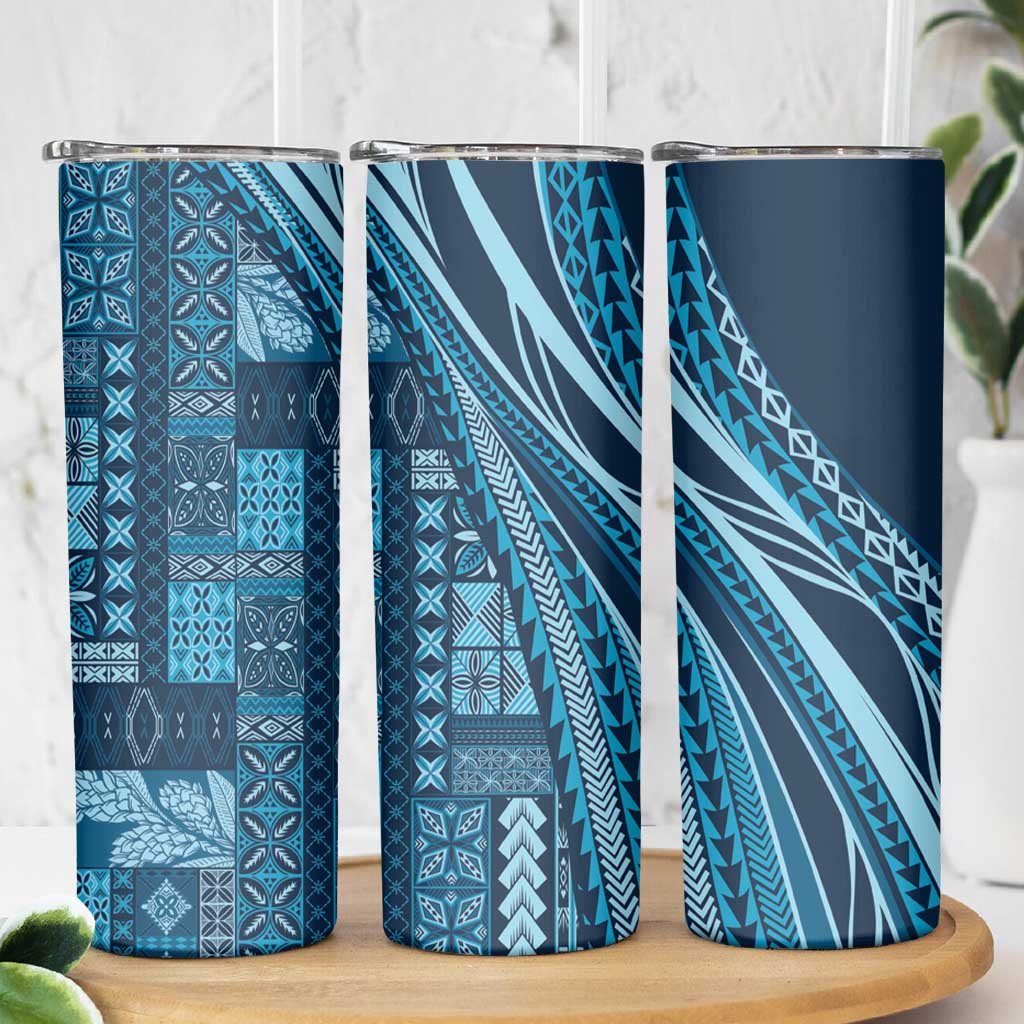 Pasifika Women's Day - Samoa Siapo Malu Tattoo Inspired Skinny Tumbler Navy Blue
