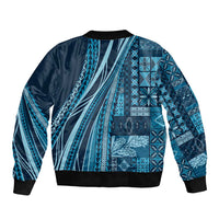 Pasifika Women's Day - Samoa Siapo Malu Tattoo Inspired Sleeve Zip Bomber Jacket Navy Blue
