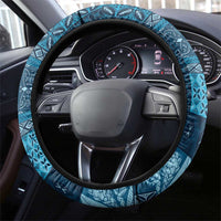 Pasifika Women's Day - Samoa Siapo Malu Tattoo Inspired Steering Wheel Cover Navy Blue