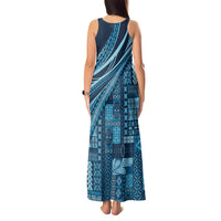 Pasifika Women's Day - Samoa Siapo Malu Tattoo Inspired Tank Maxi Dress Navy Blue