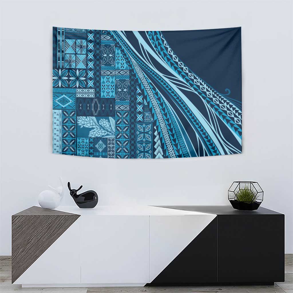 Pasifika Women's Day - Samoa Siapo Malu Tattoo Inspired Tapestry Navy Blue