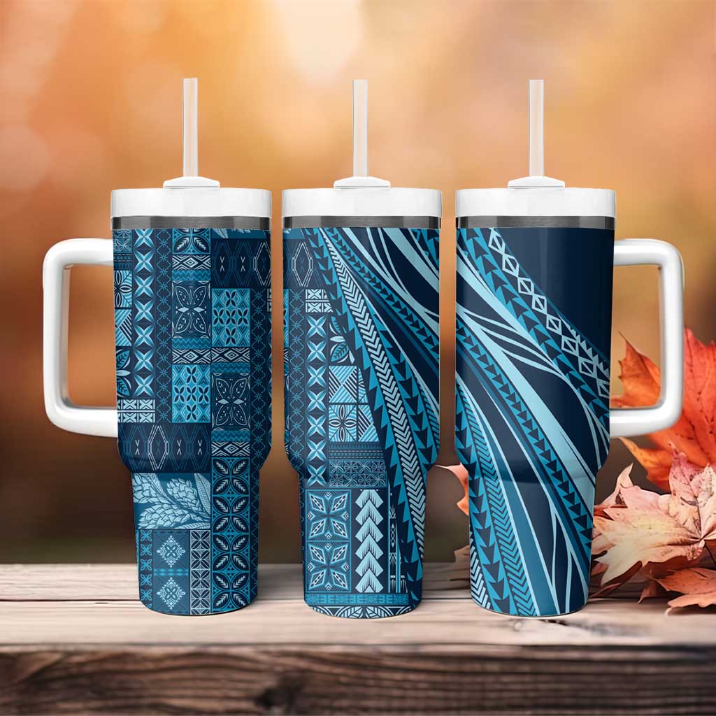 Pasifika Women's Day - Samoa Siapo Malu Tattoo Inspired Tumbler With Handle Navy Blue