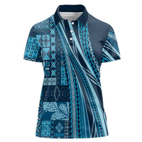 Pasifika Women's Day - Samoa Siapo Malu Tattoo Inspired Women Polo Shirt Navy Blue