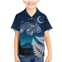 New Zealand Matariki Family Matching Mermaid Dress and Hawaiian Shirt Starry Night Style LT7 Son's Shirt Navy - Polynesian Pride
