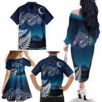 New Zealand Matariki Family Matching Off The Shoulder Long Sleeve Dress and Hawaiian Shirt Starry Night Style LT7 - Polynesian Pride