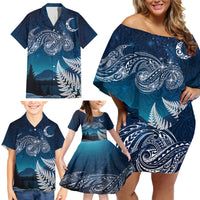 New Zealand Matariki Family Matching Off Shoulder Short Dress and Hawaiian Shirt Starry Night Style LT7 - Polynesian Pride