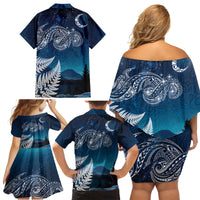 New Zealand Matariki Family Matching Off Shoulder Short Dress and Hawaiian Shirt Starry Night Style LT7 - Polynesian Pride