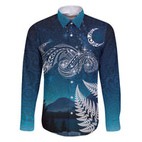 New Zealand Matariki Family Matching Puletasi and Hawaiian Shirt Starry Night Style LT7 Dad's Shirt - Long Sleeve Navy - Polynesian Pride