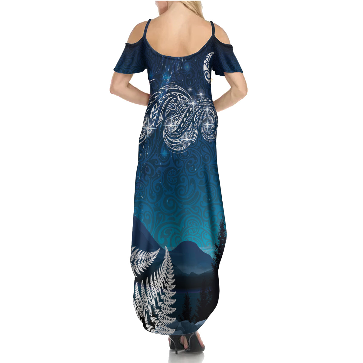 New Zealand Matariki Family Matching Summer Maxi Dress and Hawaiian Shirt Starry Night Style LT7 - Polynesian Pride