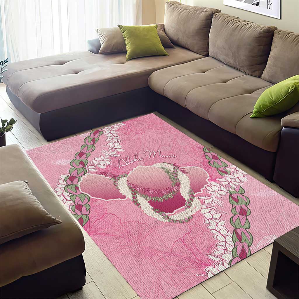 Hawaii Maui Island Flowers Lei Area Rug Lokelani Rose Pink