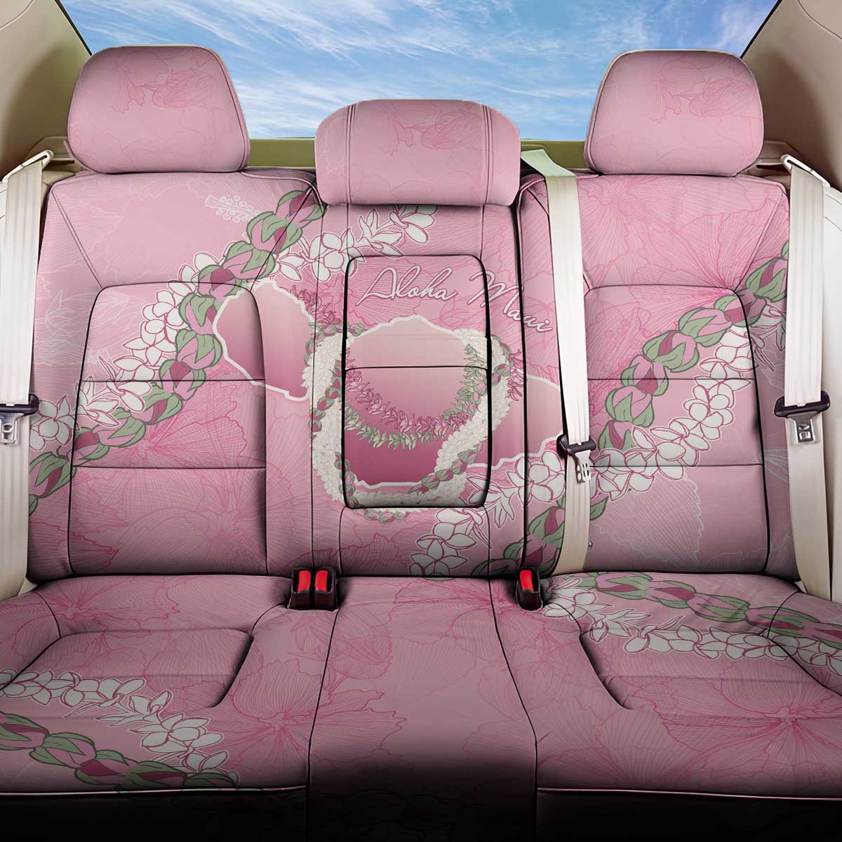 Hawaii Maui Island Flowers Lei Back Car Seat Cover Lokelani Rose Pink