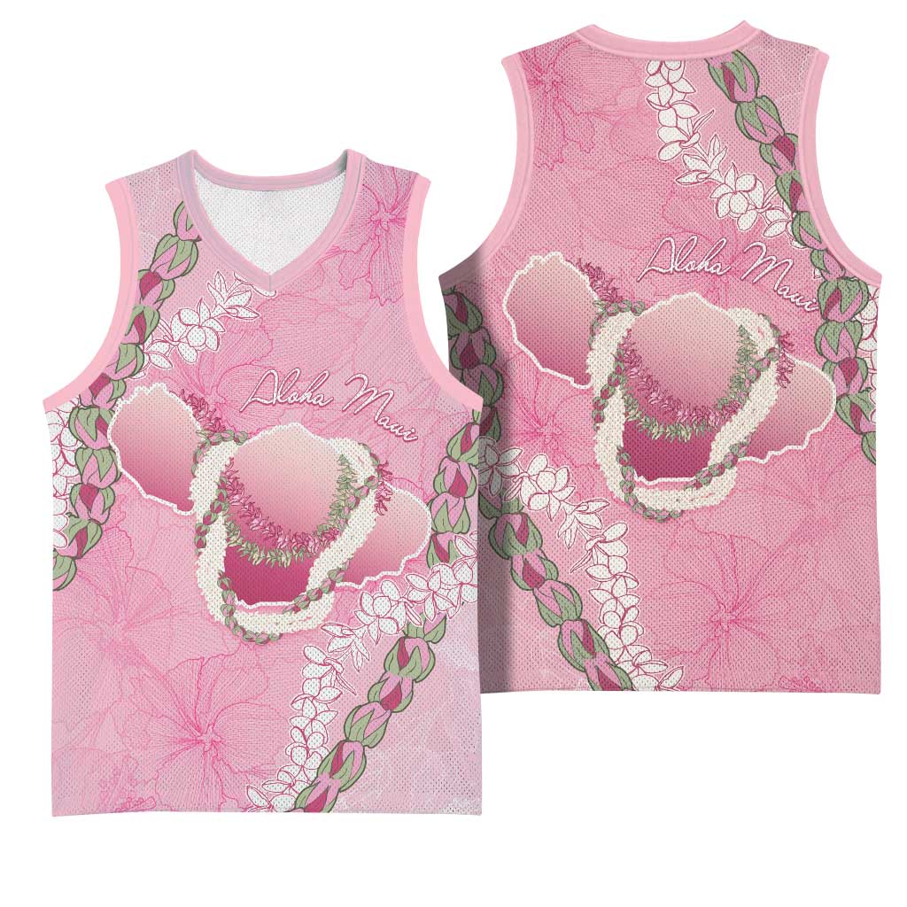 Hawaii Maui Island Flowers Lei Basketball Jersey Lokelani Rose Pink