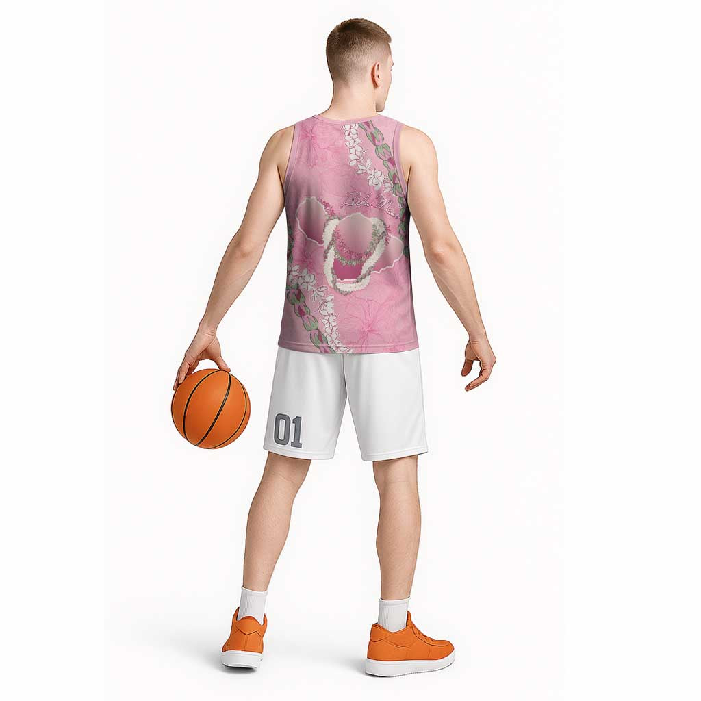 Hawaii Maui Island Flowers Lei Basketball Jersey Lokelani Rose Pink
