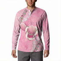 Hawaii Maui Island Flowers Lei Button Sweatshirt Lokelani Rose Pink