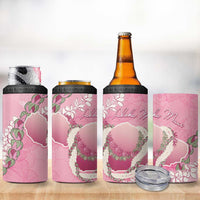 Hawaii Maui Island Flowers Lei 4 in 1 Can Cooler Tumbler Lokelani Rose Pink