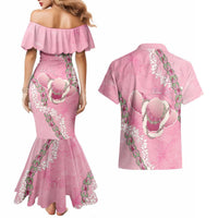 Hawaii Maui Island Flowers Lei Couples Matching Mermaid Dress and Hawaiian Shirt Lokelani Rose Pink LT7 - Polynesian Pride