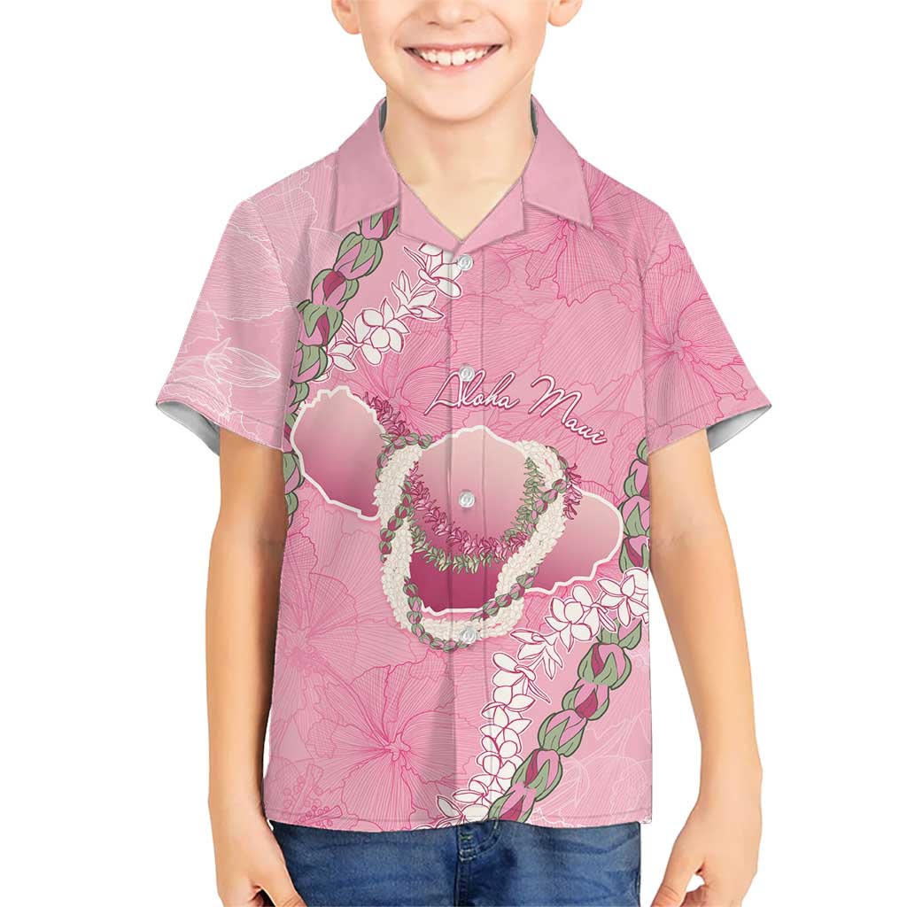 Hawaii Maui Island Flowers Lei Family Matching Mermaid Dress and Hawaiian Shirt Lokelani Rose Pink LT7 Son's Shirt Pink - Polynesian Pride