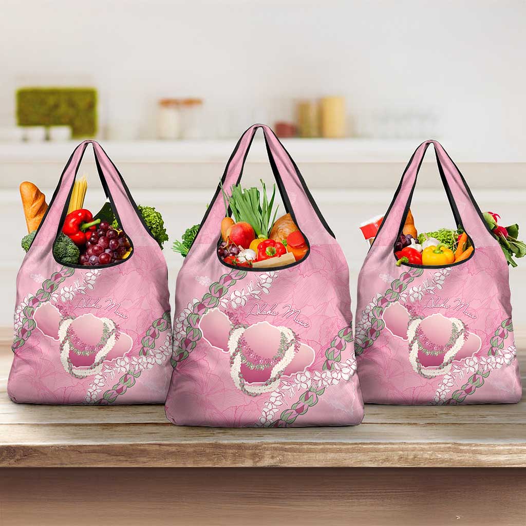 Hawaii Maui Island Flowers Lei Grocery Bag Lokelani Rose Pink