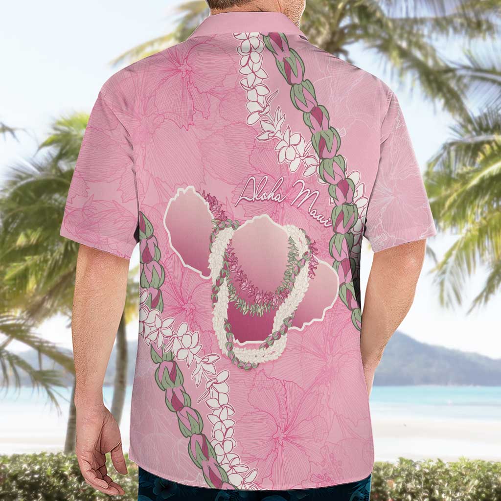 Hawaii Maui Island Flowers Lei Hawaiian Shirt Lokelani Rose Pink