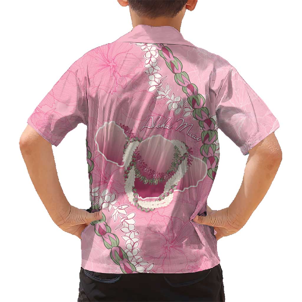 Hawaii Maui Island Flowers Lei Hawaiian Shirt Lokelani Rose Pink