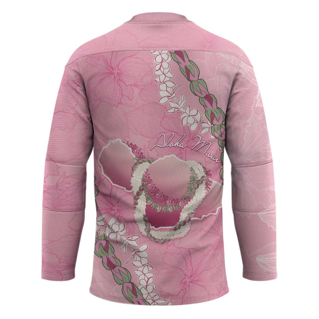 Hawaii Maui Island Flowers Lei Hockey Jersey Lokelani Rose Pink