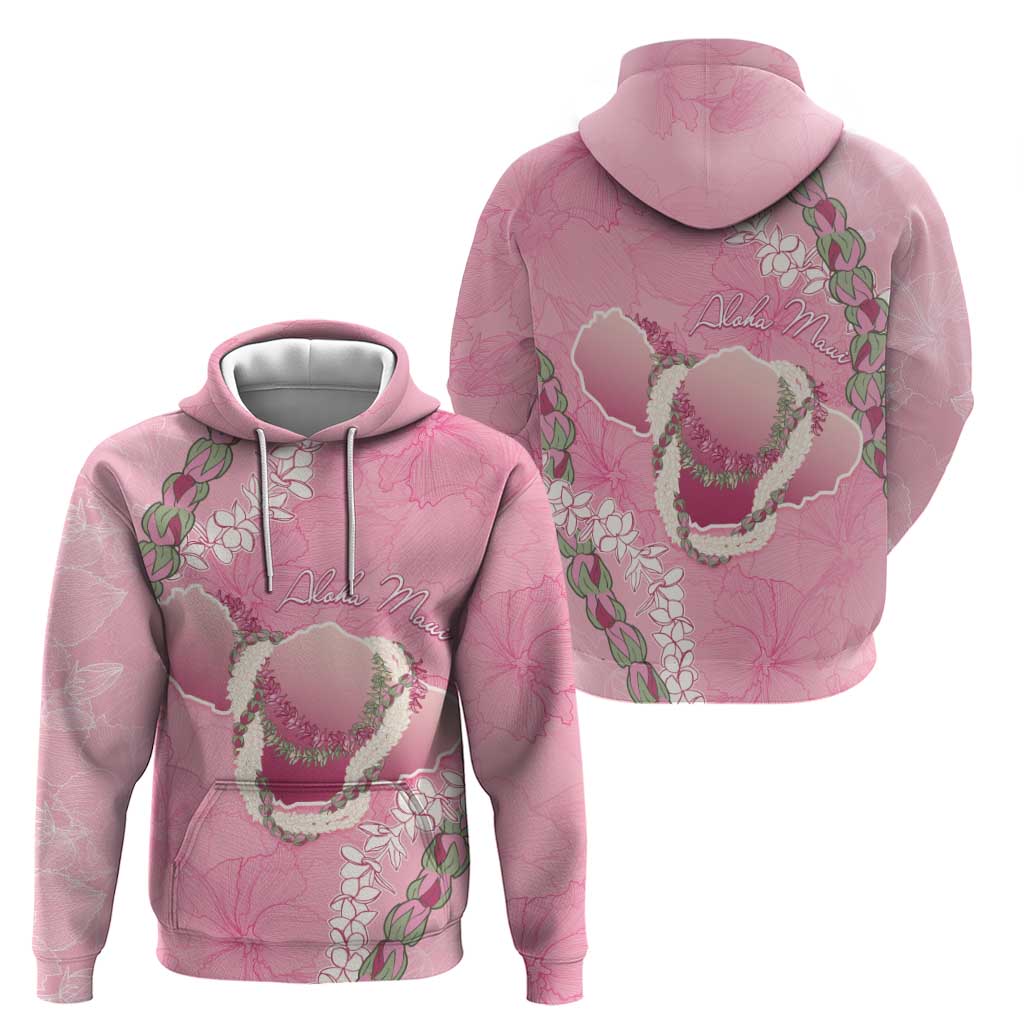 Hawaii Maui Island Flowers Lei Hoodie Lokelani Rose Pink