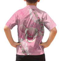 Hawaii Maui Island Flowers Lei Kid Hawaiian Shirt Lokelani Rose Pink