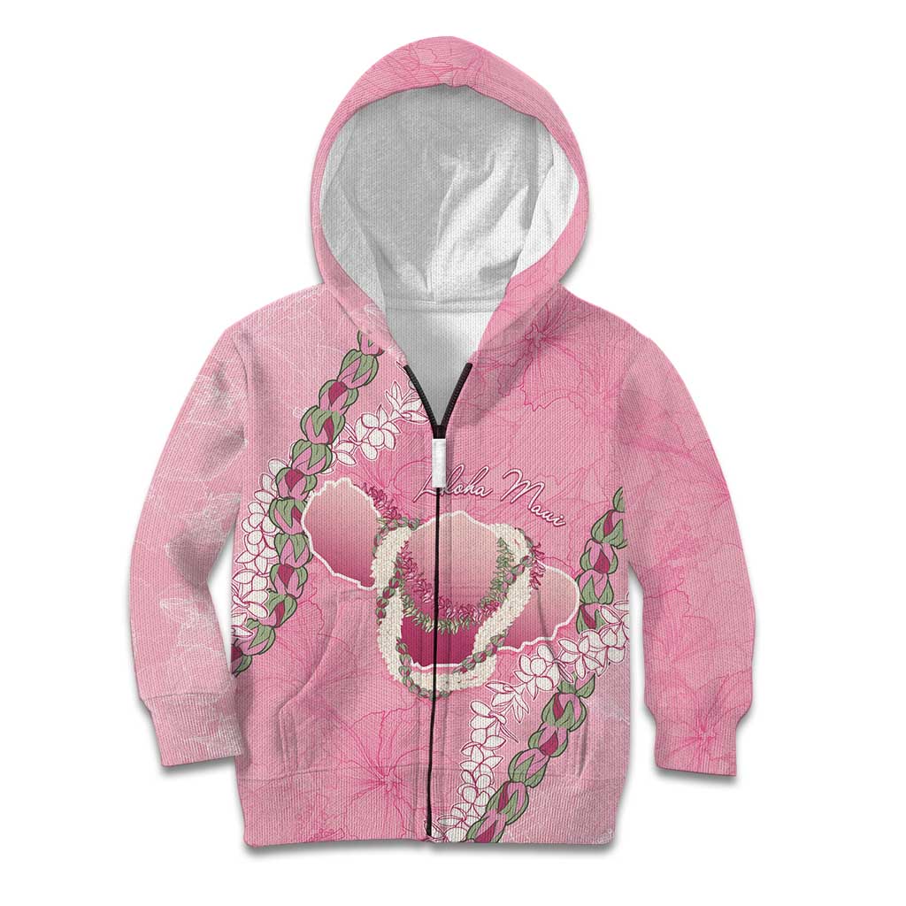 Hawaii Maui Island Flowers Lei Kid Hoodie Lokelani Rose Pink