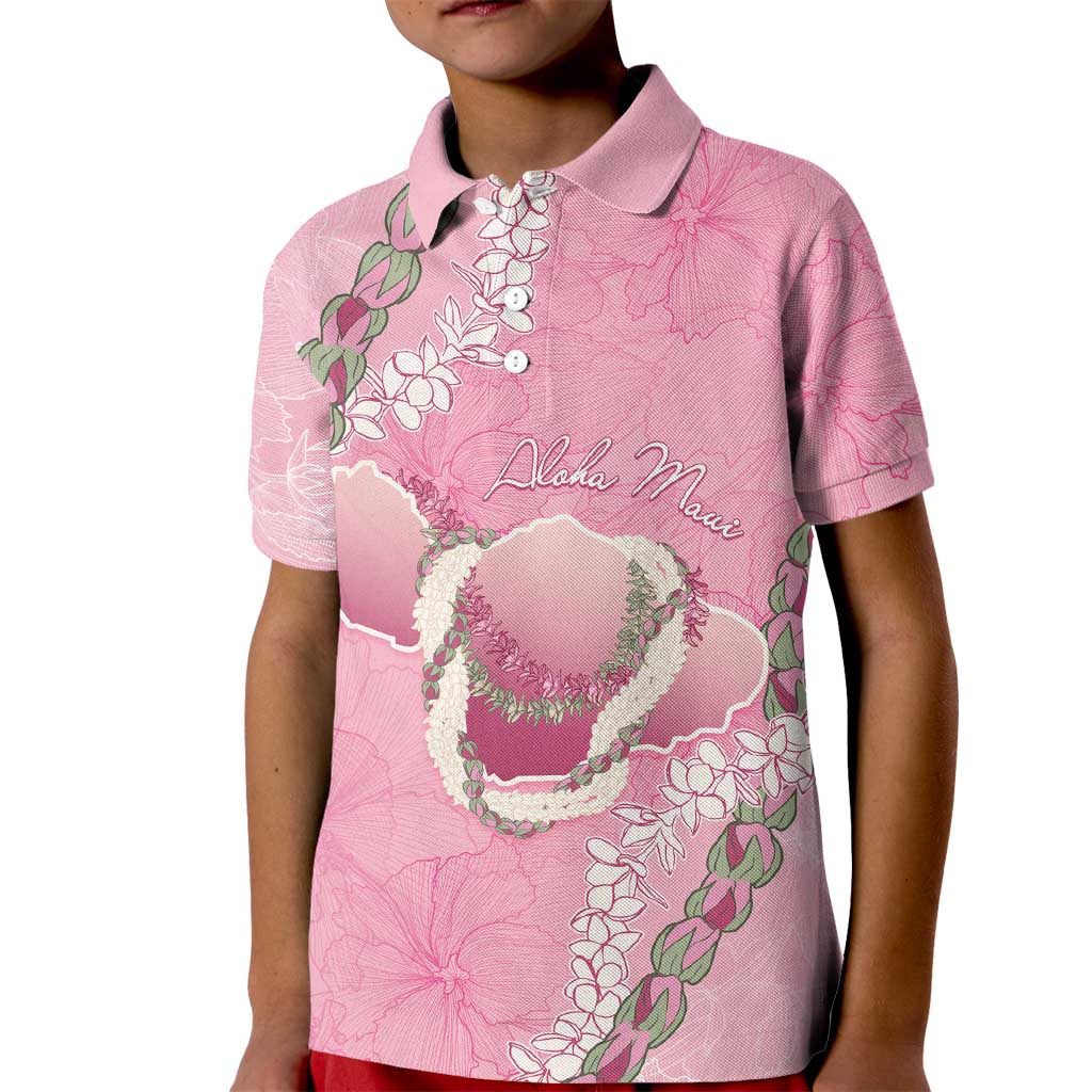 Hawaii Maui Island Flowers Lei Kid Polo Shirt Lokelani Rose Pink