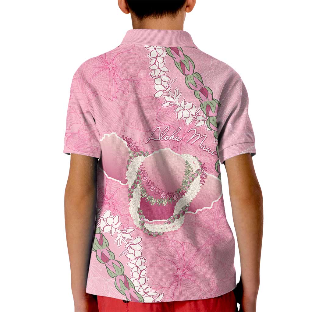 Hawaii Maui Island Flowers Lei Kid Polo Shirt Lokelani Rose Pink