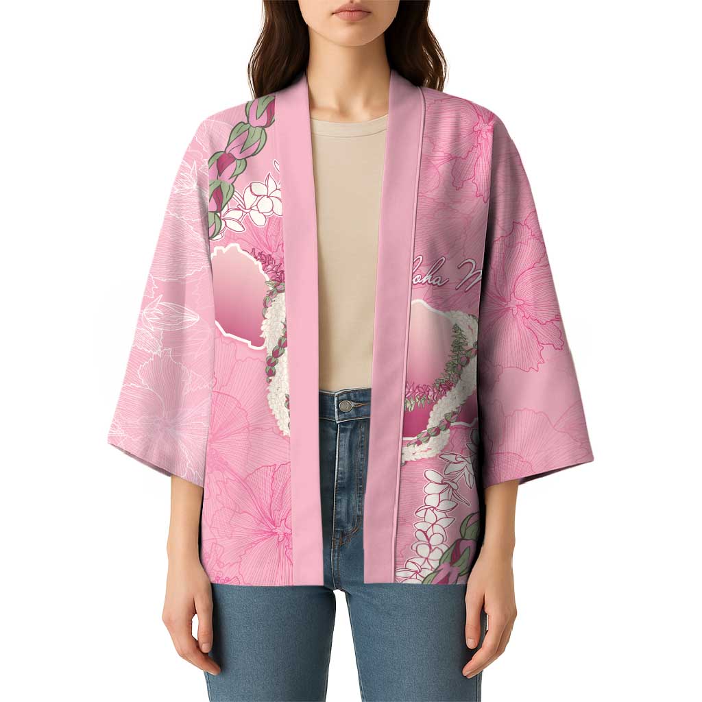 Hawaii Maui Island Flowers Lei Kimono Lokelani Rose Pink