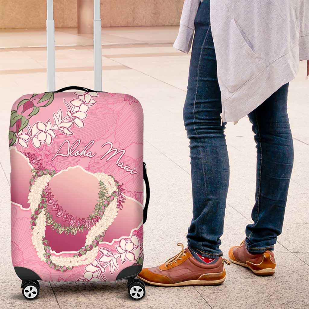 Hawaii Maui Island Flowers Lei Luggage Cover Lokelani Rose Pink