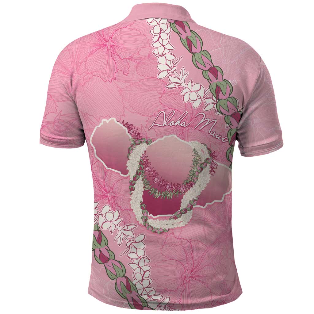 Hawaii Maui Island Flowers Lei Polo Shirt Lokelani Rose Pink