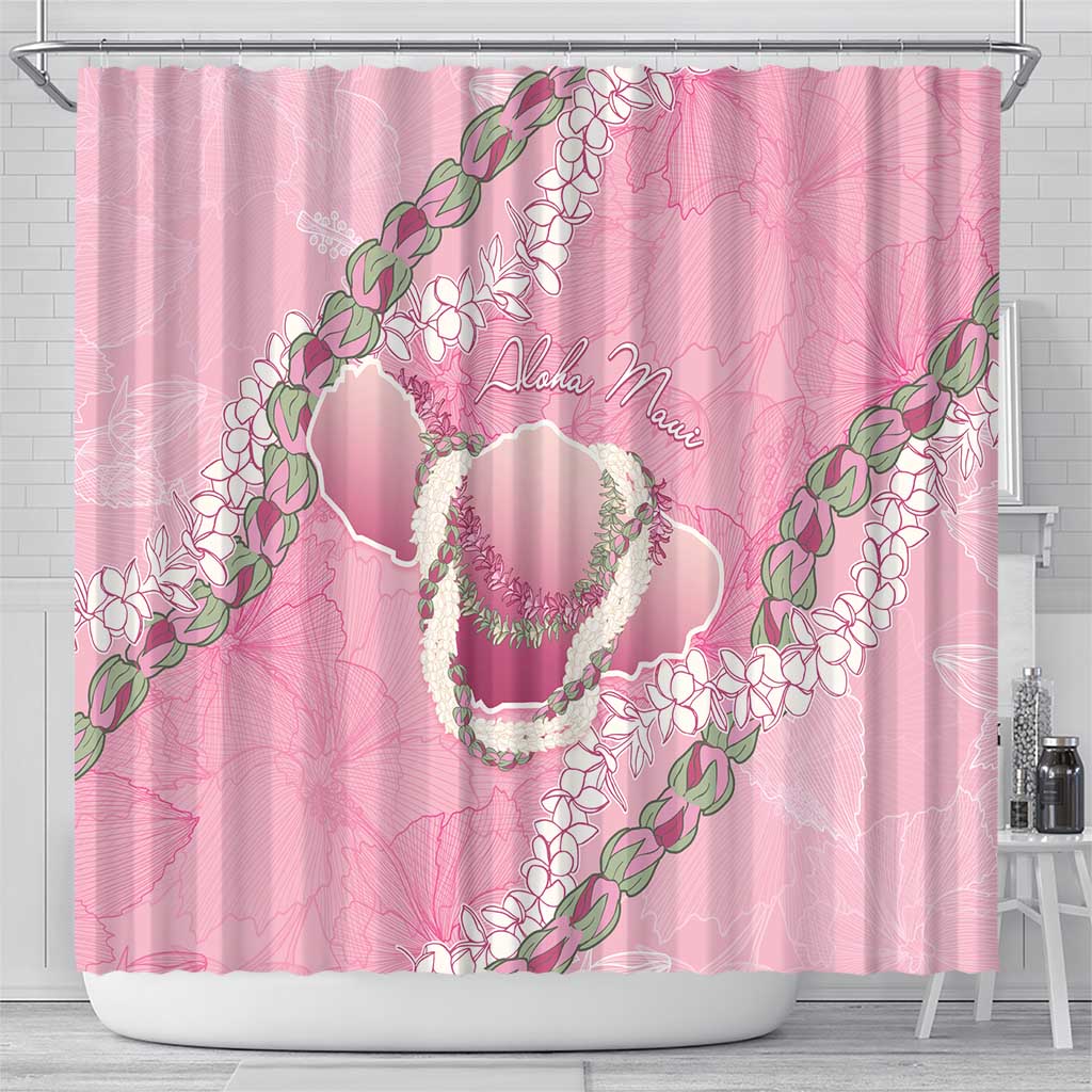 Hawaii Maui Island Flowers Lei Shower Curtain Lokelani Rose Pink