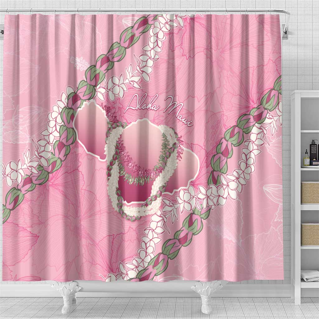 Hawaii Maui Island Flowers Lei Shower Curtain Lokelani Rose Pink