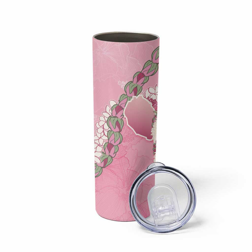 Hawaii Maui Island Flowers Lei Skinny Tumbler Lokelani Rose Pink