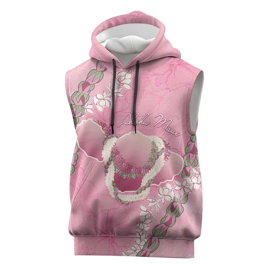 Hawaii Maui Island Flowers Lei Sleeveless Hoodie Lokelani Rose Pink