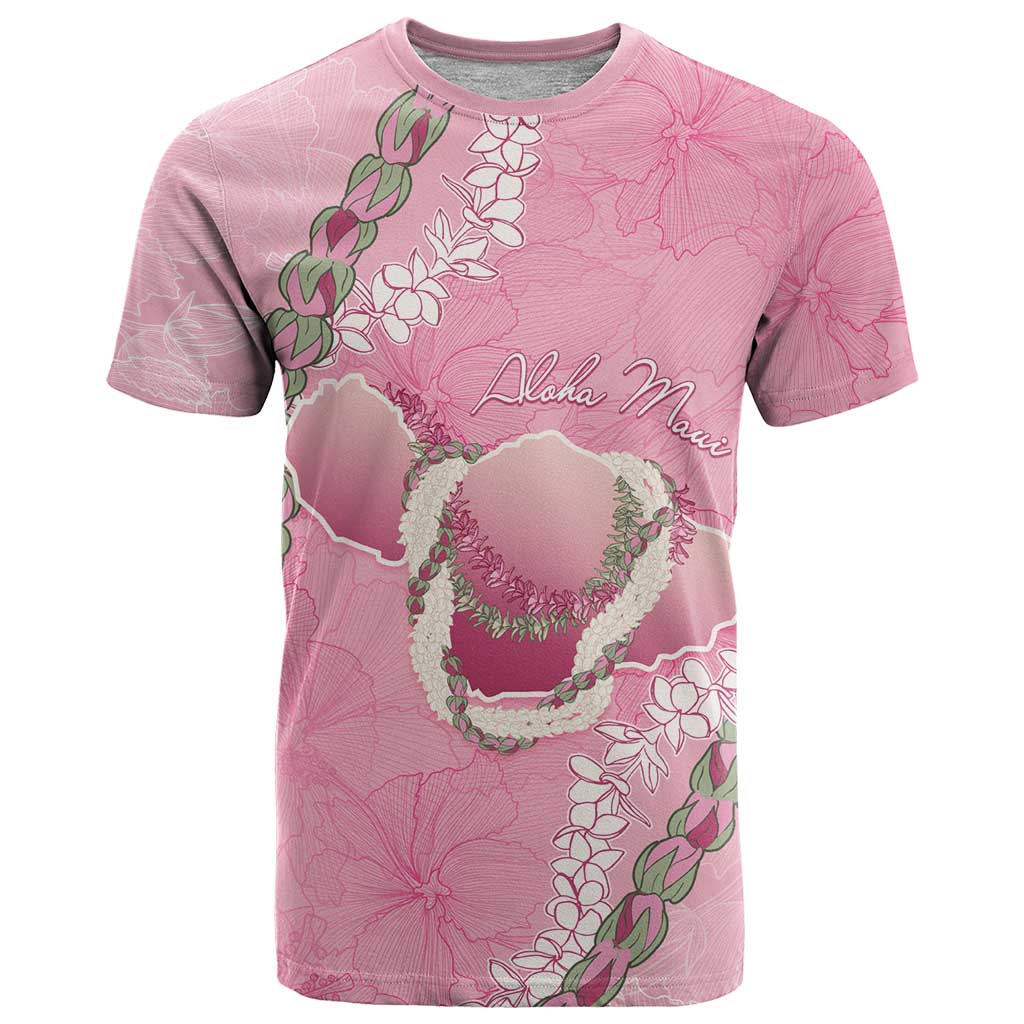 Hawaii Maui Island Flowers Lei T Shirt Lokelani Rose Pink