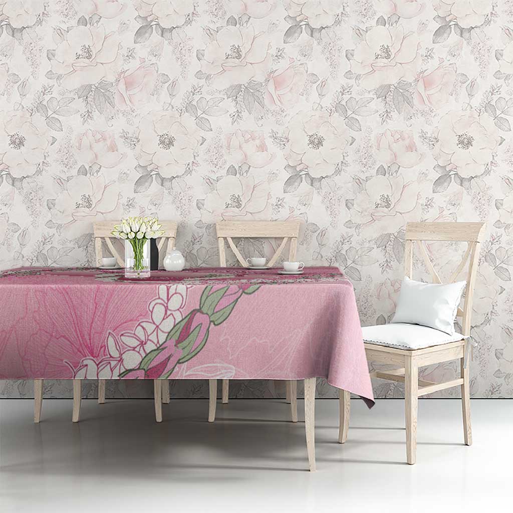 Hawaii Maui Island Flowers Lei Tablecloth Lokelani Rose Pink