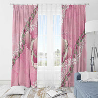Hawaii Maui Island Flowers Lei Window Curtain Lokelani Rose Pink