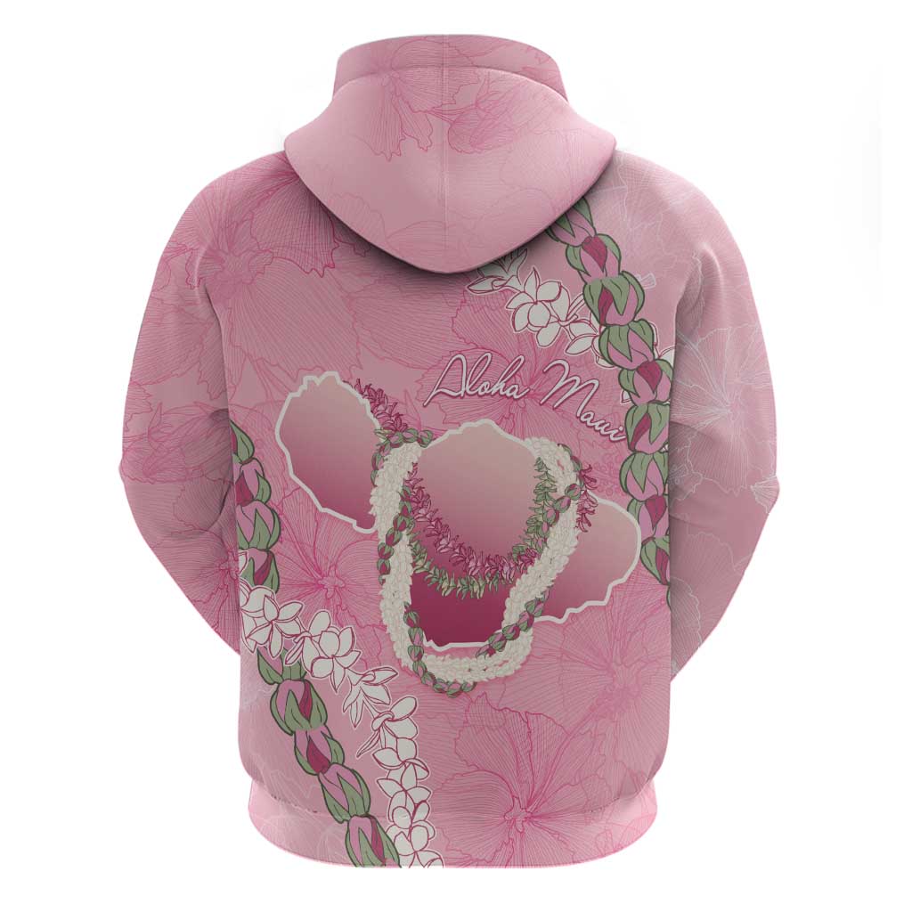 Hawaii Maui Island Flowers Lei Zip Hoodie Lokelani Rose Pink
