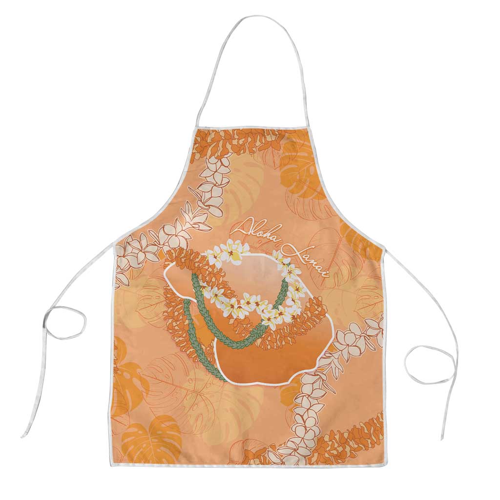 Hawaii Lanai Island Flowers Lei Apron Orange Kaunaoa Mix Maile