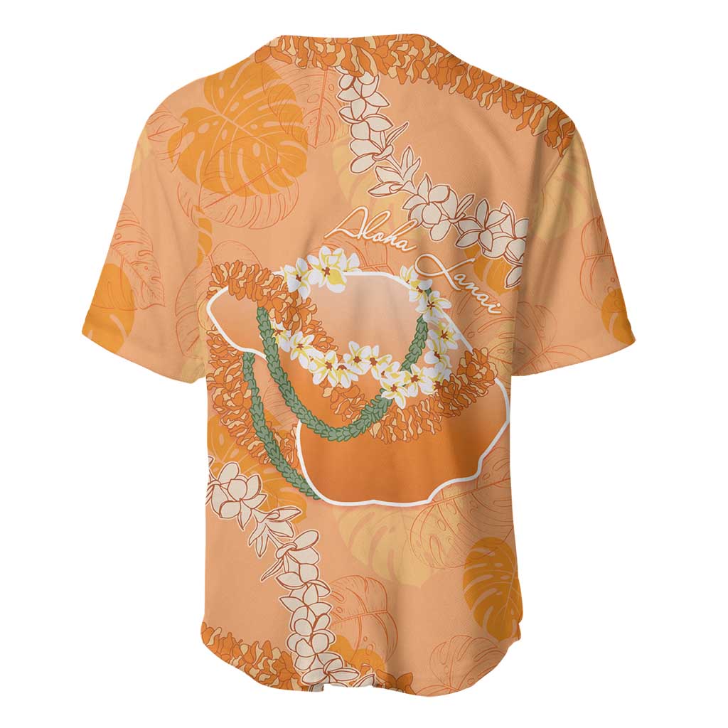 Hawaii Lanai Island Flowers Lei Baseball Jersey Orange Kaunaoa Mix Maile