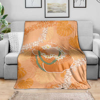 Hawaii Lanai Island Flowers Lei Blanket Orange Kaunaoa Mix Maile