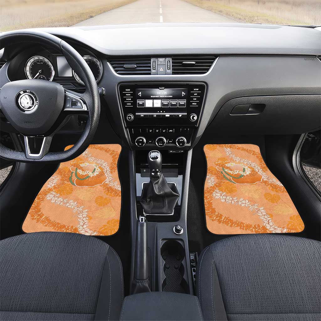 Hawaii Lanai Island Flowers Lei Car Mats Orange Kaunaoa Mix Maile