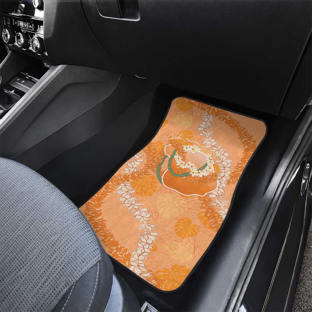Hawaii Lanai Island Flowers Lei Car Mats Orange Kaunaoa Mix Maile